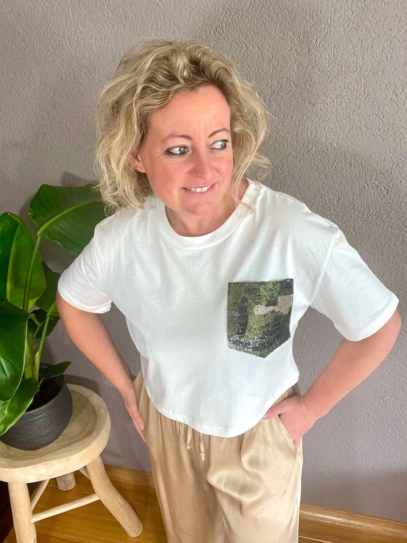 T-Shirt sequin Pocket
