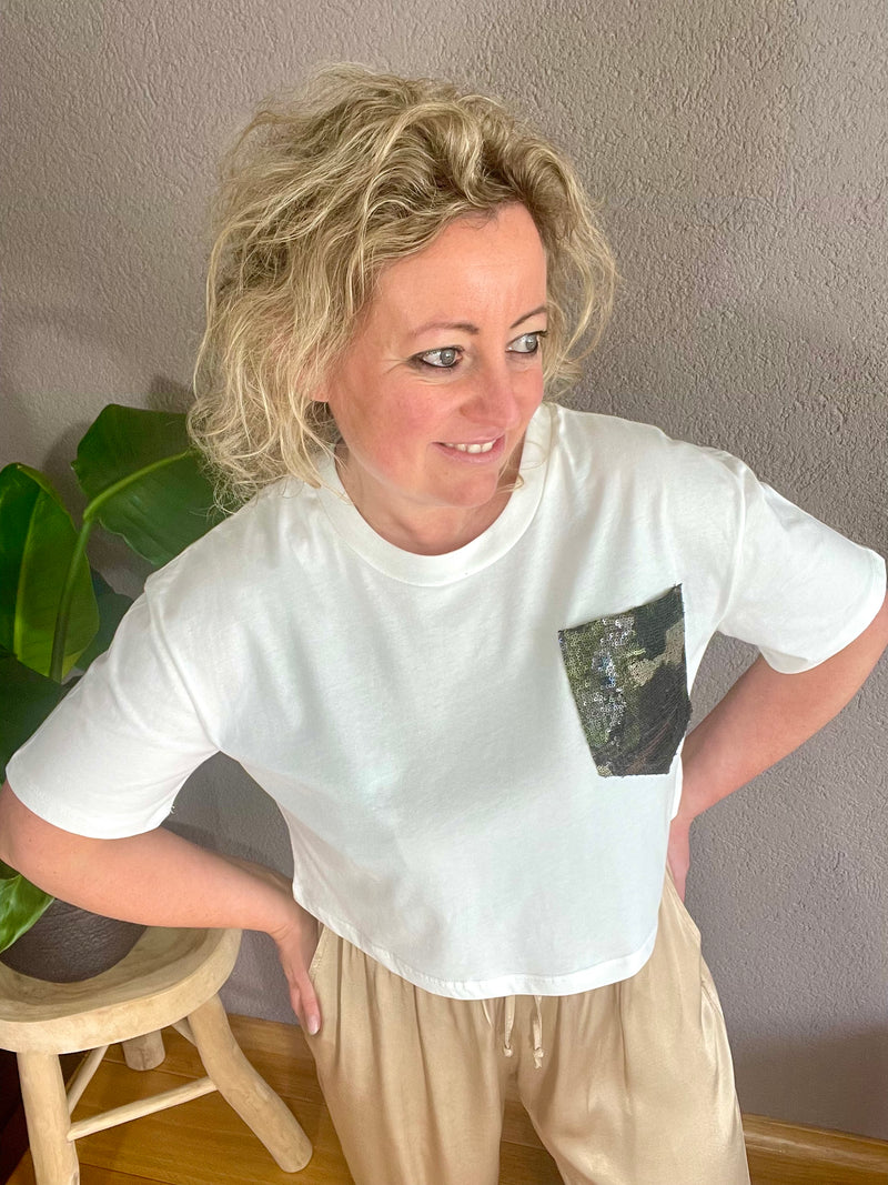 T-Shirt sequin Pocket