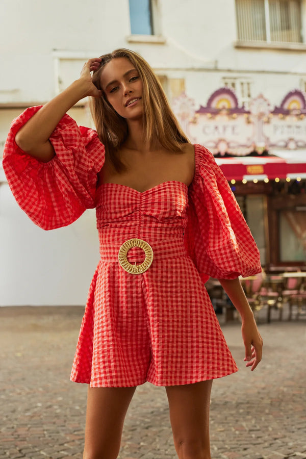 Emilia Jumpsuit gingham Coral