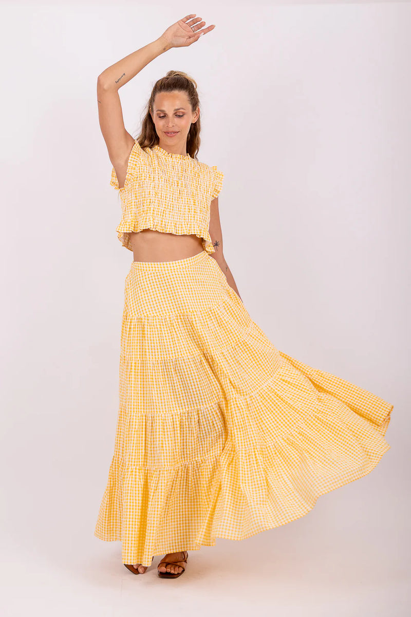 Odette Skirt gingham yellow