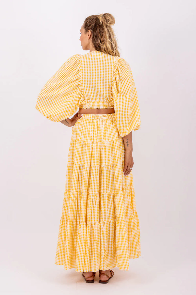 Odette Skirt gingham yellow
