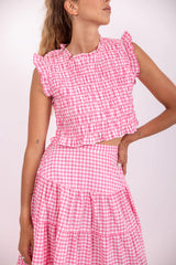 Malone Top gingham pink