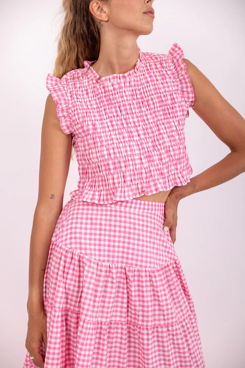 Malone Top gingham pink
