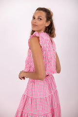 Malone Top gingham pink