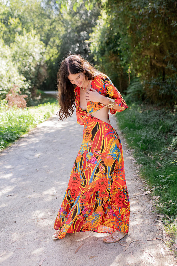 Piti Cuiti Positano rojo cut dress